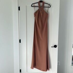 BHLDN warm tone neutral halter dress NWT